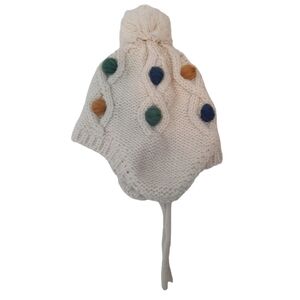 Zara Kids Bohemian Knit Bobbles Trapper Hat with Pom Pom One Size Toddler Unisex